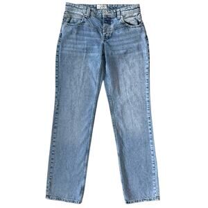 Free People We The Free Light Wash Button Fly Straight Leg Denim Jeans Size 28
